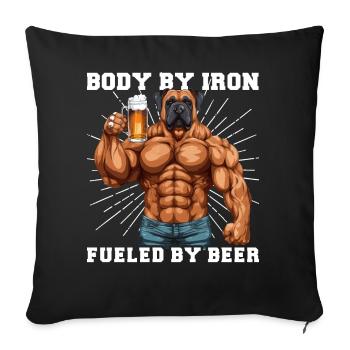 Bodybuilder Gym Beer | Body by iron - Sofa pillowcase 17,3'' x 17,3'' (45 x 45 cm) - black - Front