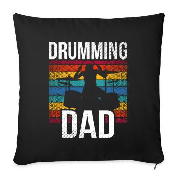 Batteur Père Tambour Batterie - Housse de coussin décorative 45 x 45 cm - noir - Devant
