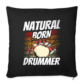 Un batteur né, batteur, batteur, kit de batterie - Housse de coussin décorative 45 x 45 cm - noir - Devant