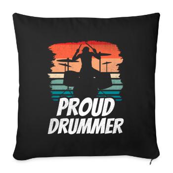 Proud drummer Playing drums Drums - Sofa pillowcase 17,3'' x 17,3'' (45 x 45 cm) - black - Front