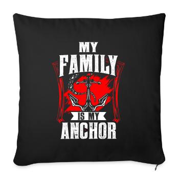 Ma famille est ma réunion de famille d’ancrage - Housse de coussin décorative 45 x 45 cm - noir - Devant