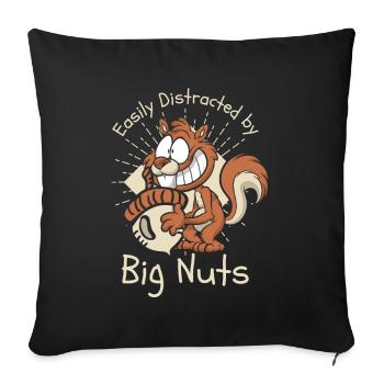 Easily Distracted By Big Nuts Squirrel - Sofakissenbezug 45 x 45 cm - Schwarz - Vorne