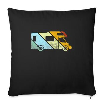 Camping-car rétro - Housse de coussin décorative 45 x 45 cm - noir - Devant