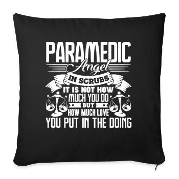 Paramedic Paramedic Angel In Scrubs - Sofa pillowcase 17,3'' x 17,3'' (45 x 45 cm) - black - Front