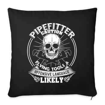 Pipefitter Pipefitter Caution - Sofa pillowcase 17,3'' x 17,3'' (45 x 45 cm) - black - Front