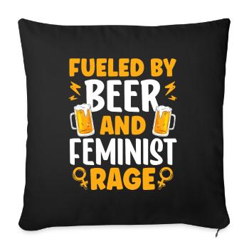 Alimenté par la bière et la rage féministe des femmes - Housse de coussin décorative 45 x 45 cm - noir - Devant