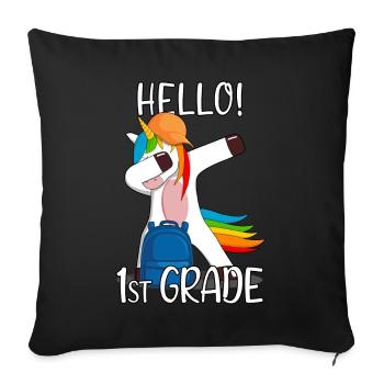 1st Grade First Grader Elementary School Unicorn - Sofa pillowcase 17,3'' x 17,3'' (45 x 45 cm) - black - Front