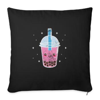 Bubble Tea Boba Tea Kawaii Cadeau - Housse de coussin décorative 45 x 45 cm - noir - Devant