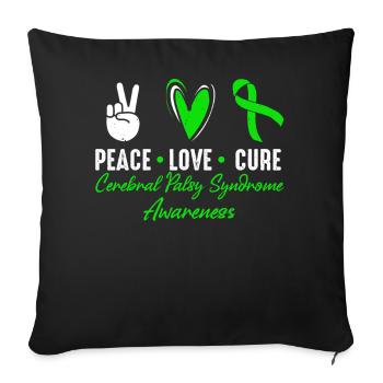 Peace Love Cure Cerebral Palsy Syndrome Awareness - Sofa pillowcase 17,3'' x 17,3'' (45 x 45 cm) - black - Front