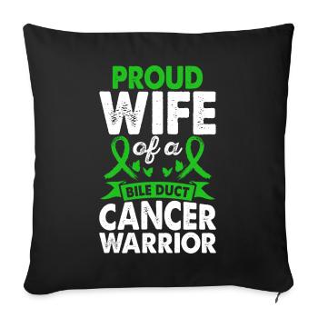 Épouse De La Conscience Du Guerrier Du Cancer Des Voies Biliaires - Housse de coussin décorative 45 x 45 cm - noir - Devant