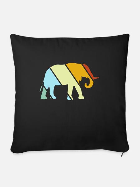 Elefant Retro - Sofakissenbezug 45 x 45 cm - Schwarz