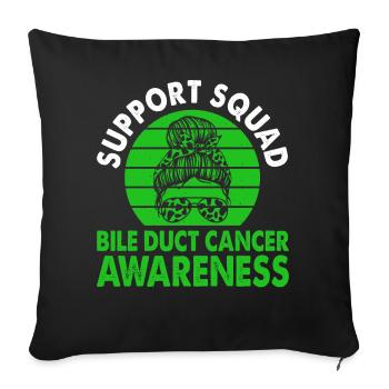 Mois de la sensibilisation au cancer des canaux biliaires de l’Escouade de soutien - Housse de coussin décorative 45 x 45 cm - noir - Devant