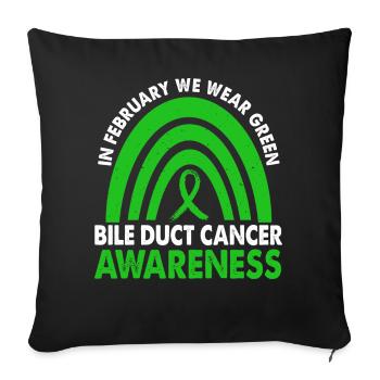 En février, nous portons le Green Gall Duct Cancer - Housse de coussin décorative 45 x 45 cm - noir - Devant