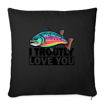 I Troutly Love Trout Fishing - Retro Fly Fishing - Sofakissenbezug 45 x 45 cm - Schwarz - Vorne