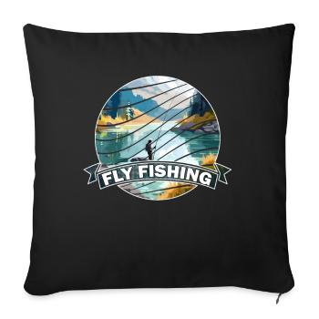 Trout Fly Fishing in the River - Retro Fly Fishing - Sofakissenbezug 45 x 45 cm - Schwarz - Vorne
