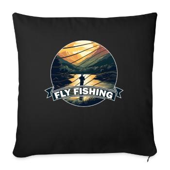 Trout Fishing in the River Vintage-inspired Fly - Sofakissenbezug 45 x 45 cm - Schwarz - Vorne