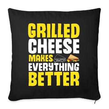 Amour Fromage Grillé Hommes Femmes - Housse de coussin décorative 45 x 45 cm - noir - Devant