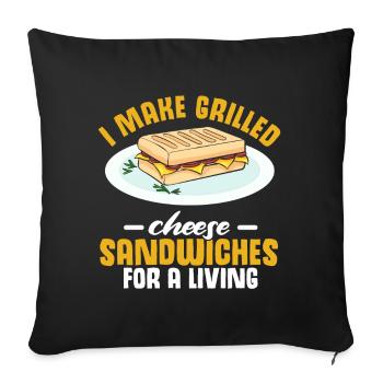Amour Fromage Grillé Hommes Femmes - Housse de coussin décorative 45 x 45 cm - noir - Devant