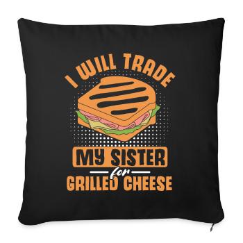 Amour Fromage Grillé Hommes Femmes - Housse de coussin décorative 45 x 45 cm - noir - Devant