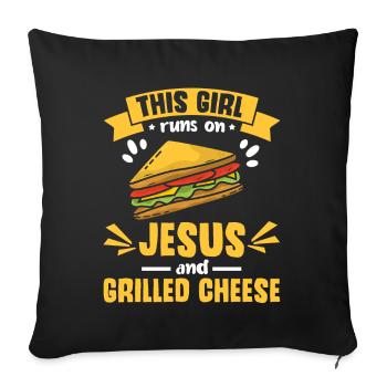 Amour Fromage Grillé Hommes Femmes - Housse de coussin décorative 45 x 45 cm - noir - Devant