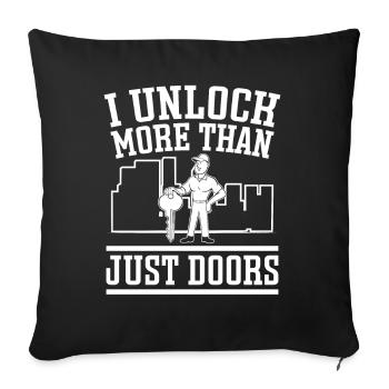 Schlosser Unlock More Than Doors Schlüsseldienst - Sofakissenbezug 45 x 45 cm - Schwarz - Vorne