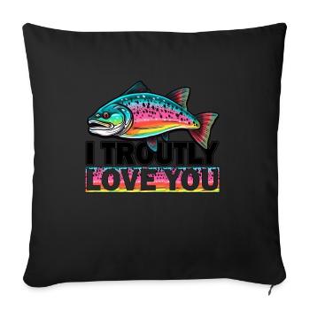 I Troutly Love Rainbow Trout Fishing - Vintage Fly - Sofakissenbezug 45 x 45 cm - Schwarz - Vorne