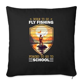 Retro Fly Fishing at Mountain Lake - For True - Sofakissenbezug 45 x 45 cm - Schwarz - Vorne