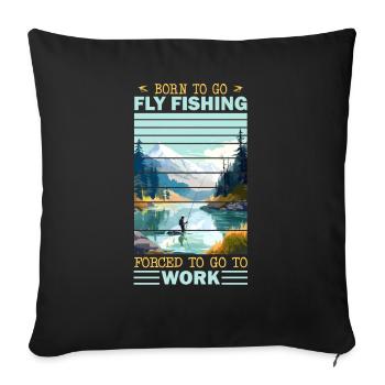 Fly Fisherman in Clear Mountain Lake Outdoor - Sofakissenbezug 45 x 45 cm - Schwarz - Vorne