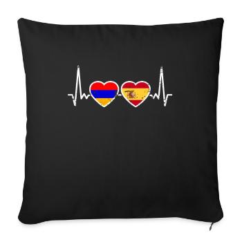 Armenia Spain Vintage Heartbeat Flag - Sofa pillowcase 17,3'' x 17,3'' (45 x 45 cm) - black - Front