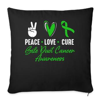Paix, amour, guérison, cancer des voies biliaires, - Housse de coussin décorative 45 x 45 cm - noir - Devant