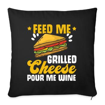 Amour Fromage Grillé Hommes Femmes - Housse de coussin décorative 45 x 45 cm - noir - Devant