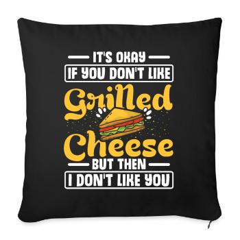 Amour Fromage Grillé Hommes Femmes - Housse de coussin décorative 45 x 45 cm - noir - Devant