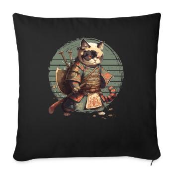Samurai Cat Kawaii Japanese Ninja Cat - Sofa pillowcase 17,3'' x 17,3'' (45 x 45 cm) - black - Front