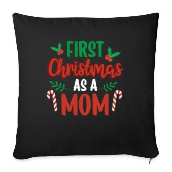 Das Erste Weihnachten Als Mutter Familie Schwanger - Sofakissenbezug 45 x 45 cm - Schwarz - Vorne