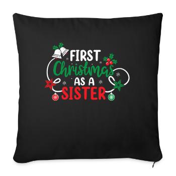 First Christmas as a sister family pregnant - Sofa pillowcase 17,3'' x 17,3'' (45 x 45 cm) - black - Front