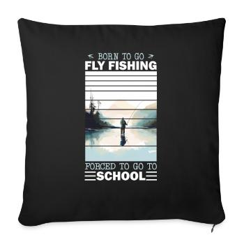 Retro Ice Fishing Adventure Born to go Fly Fishing - Sofakissenbezug 45 x 45 cm - Schwarz - Vorne