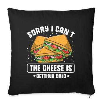 Amour Fromage Grillé Hommes Femmes - Housse de coussin décorative 45 x 45 cm - noir - Devant