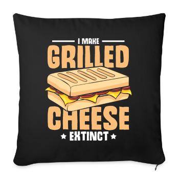 Amour Fromage Grillé Hommes Femmes - Housse de coussin décorative 45 x 45 cm - noir - Devant