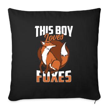 This boy loves foxes animal lover fox - Sofa pillowcase 17,3'' x 17,3'' (45 x 45 cm) - black - Front