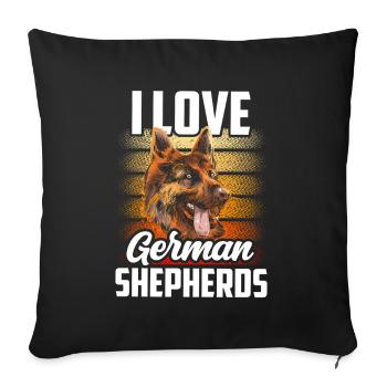 J’aime le chien de berger allemand mignon - Housse de coussin décorative 45 x 45 cm - noir - Devant