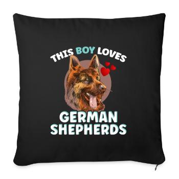 Ce garçon aime le chien de berger allemand mignon - Housse de coussin décorative 45 x 45 cm - noir - Devant