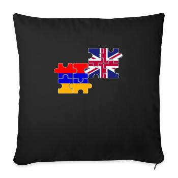 Arménie Drapeau du Royaume-Uni Arménien britannique - Housse de coussin décorative 45 x 45 cm - noir - Devant
