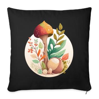 Cottagecore Mushroom Botanical Floral Forest Plant - Sofa pillowcase 17,3'' x 17,3'' (45 x 45 cm) - black - Front