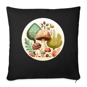 Plan de forêt florale botanique Mushrooms de Cottagecore - Housse de coussin décorative 45 x 45 cm - noir - Devant