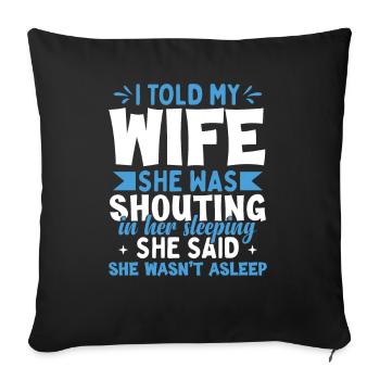 Femme mari citation drôle papa - Housse de coussin décorative 45 x 45 cm - noir - Devant