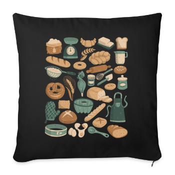 Baking & Bakery Doodles - Sofa pillowcase 17,3'' x 17,3'' (45 x 45 cm) - black - Front