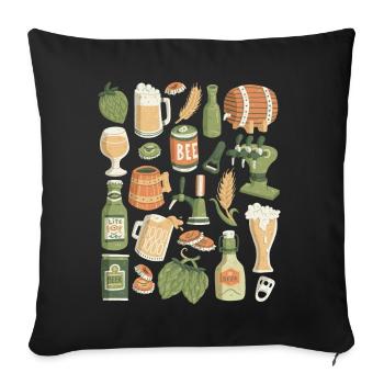 Bière - Housse de coussin décorative 45 x 45 cm - noir - Devant