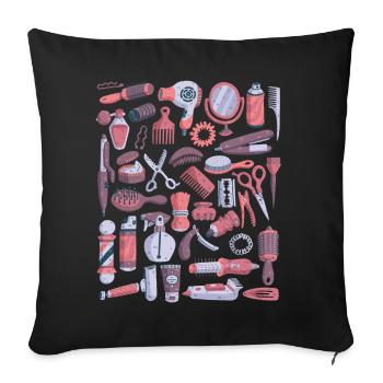 Coiffeur & Barbier - Housse de coussin décorative 45 x 45 cm - noir - Devant