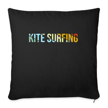 Kite Surf Rétro - Housse de coussin décorative 45 x 45 cm - noir - Devant