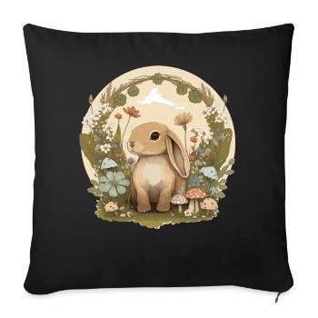 Cottagecore Mignon Bébé lapin Lapin Aquarelle Flow - Housse de coussin décorative 45 x 45 cm - noir - Devant
